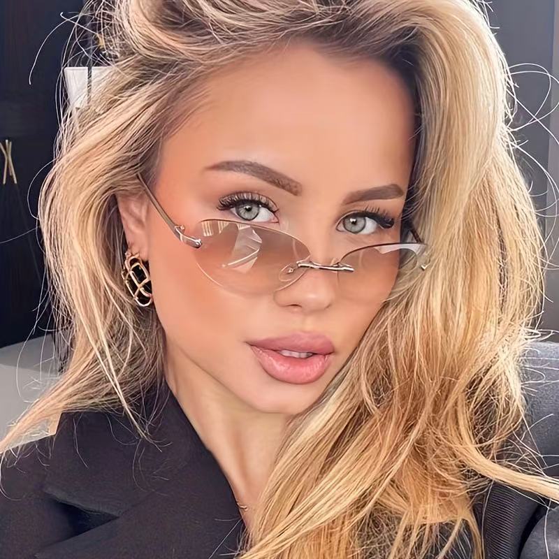 Women'S Fashion Eyeglass Frames - Occhiali da Sole Ovali Senza Montatura