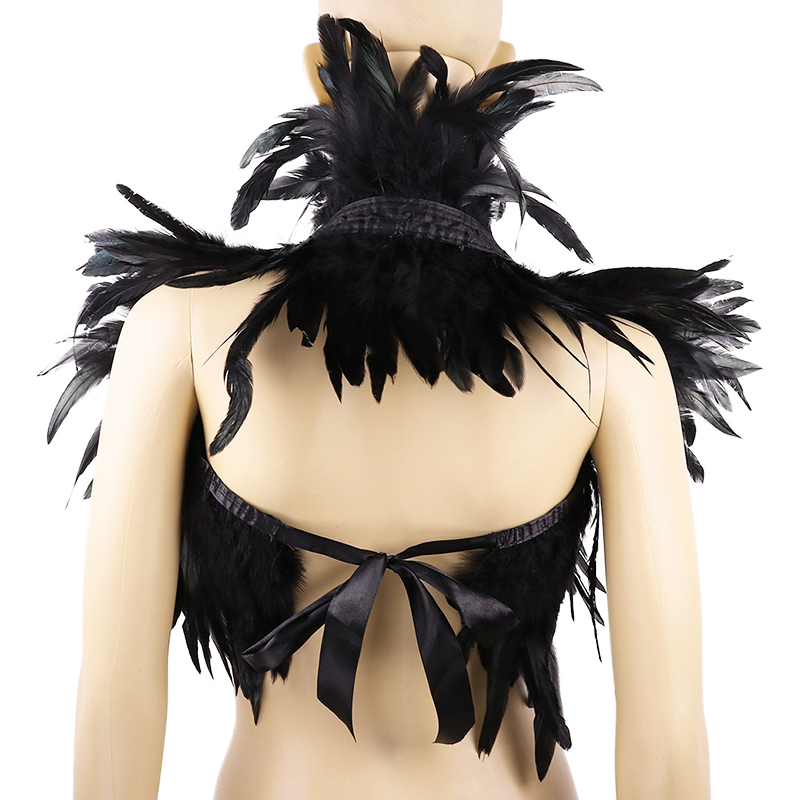 Black Natural Feather Shrug sc - Women'S Fashion Harness recensione e prezzo