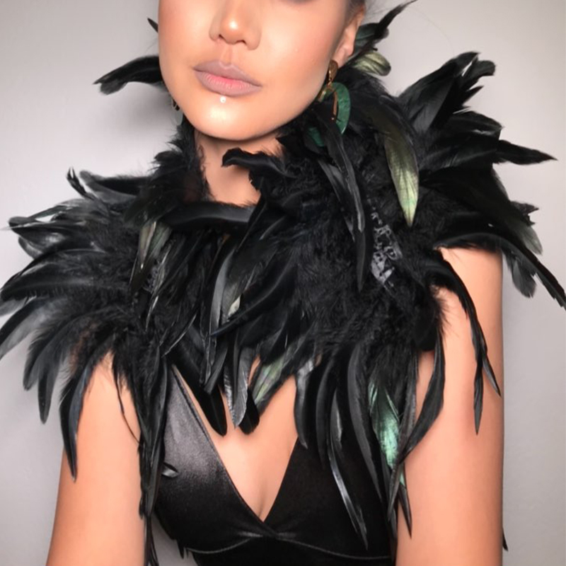 Black Natural Feather Shrug sc - Women'S Fashion Harness recensione e prezzo