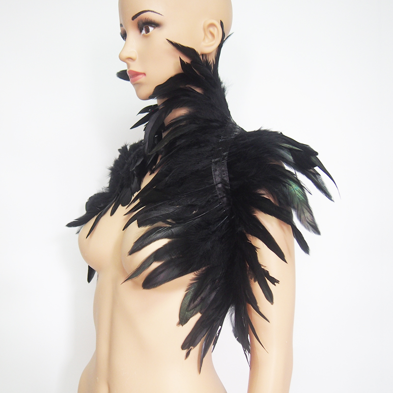 Black Natural Feather Shrug sc - Women'S Fashion Harness recensione e prezzo
